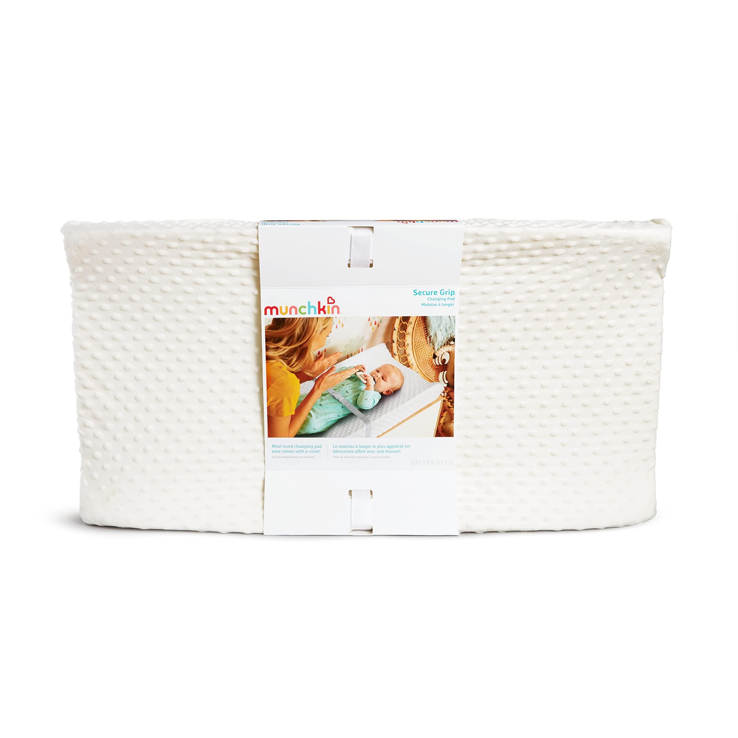 Munchkin Munchkin Secure Grip Baby Diaper Changing Pad with Cover for Dresser, Waterproof and Wipeable, Contoured, Standard Size (16" x 31"), White