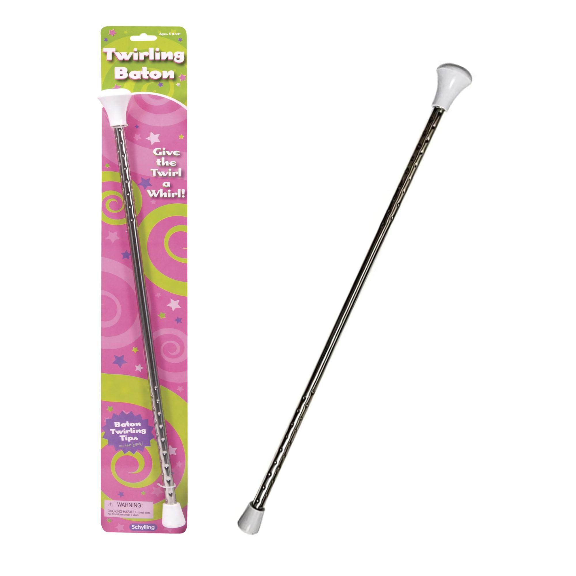 Schylling Schylling Twirling Baton - Metal Kids Baton - Rubberized Ends in Assorted Pink, White, and Purple Colors - Ages 3 and Up - One Baton