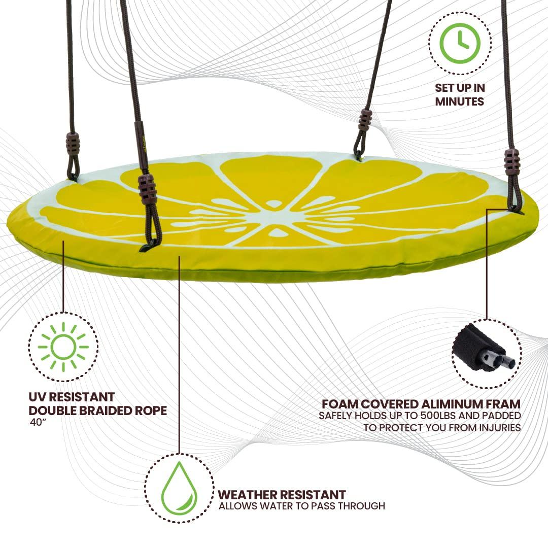 Swurfer Swurfer Slice Tree Swing, Saucer Swing Tree Swing for Kids Outdoor, Outdoor Swing for Kids, Weather Resistant Quick Drying Fabric, Easy Tool Free Assembly, Ages 4 and Up, Holds Up to 500 lbs