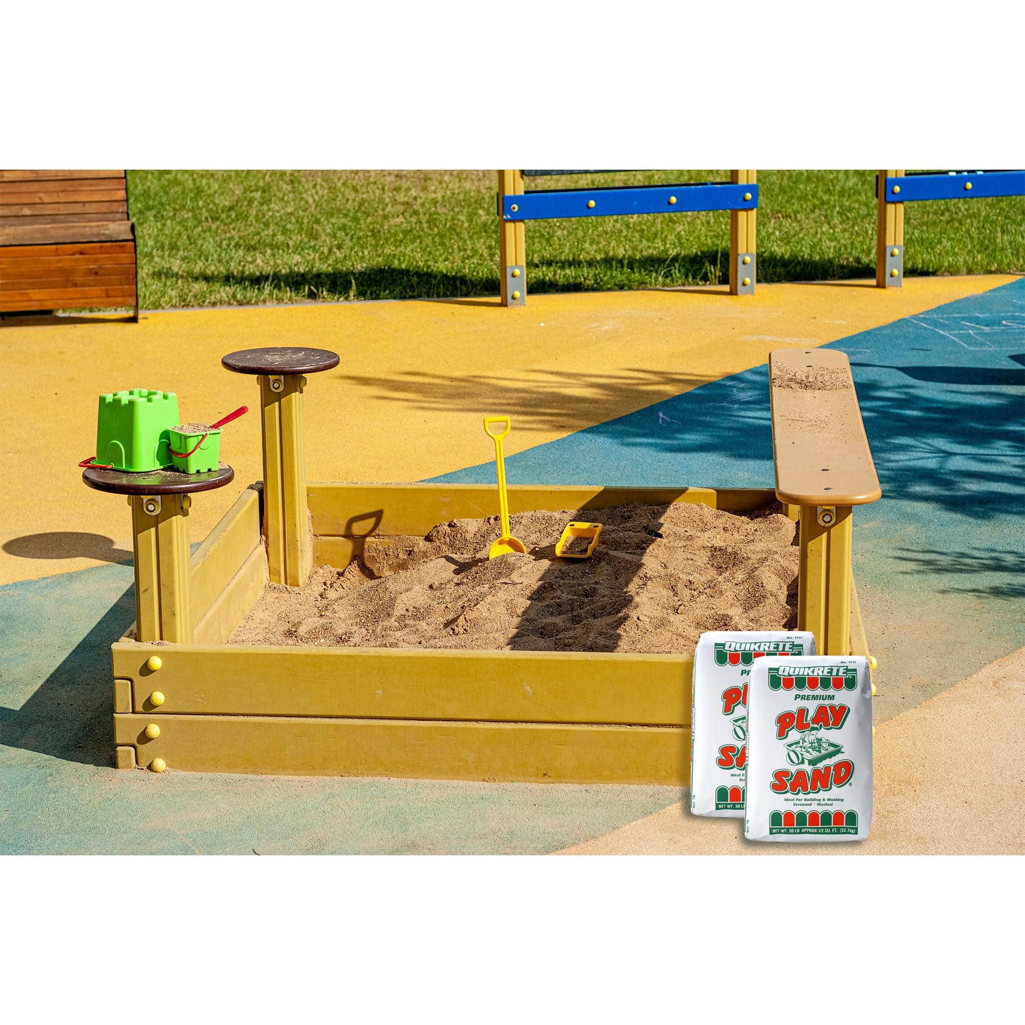 PlaySand Quikrete Sandbox Play Sand – Outdoor Kids Filtered Playsand for Sand Box – Screened, Washed and Dried Tan Color - 50 Pounds