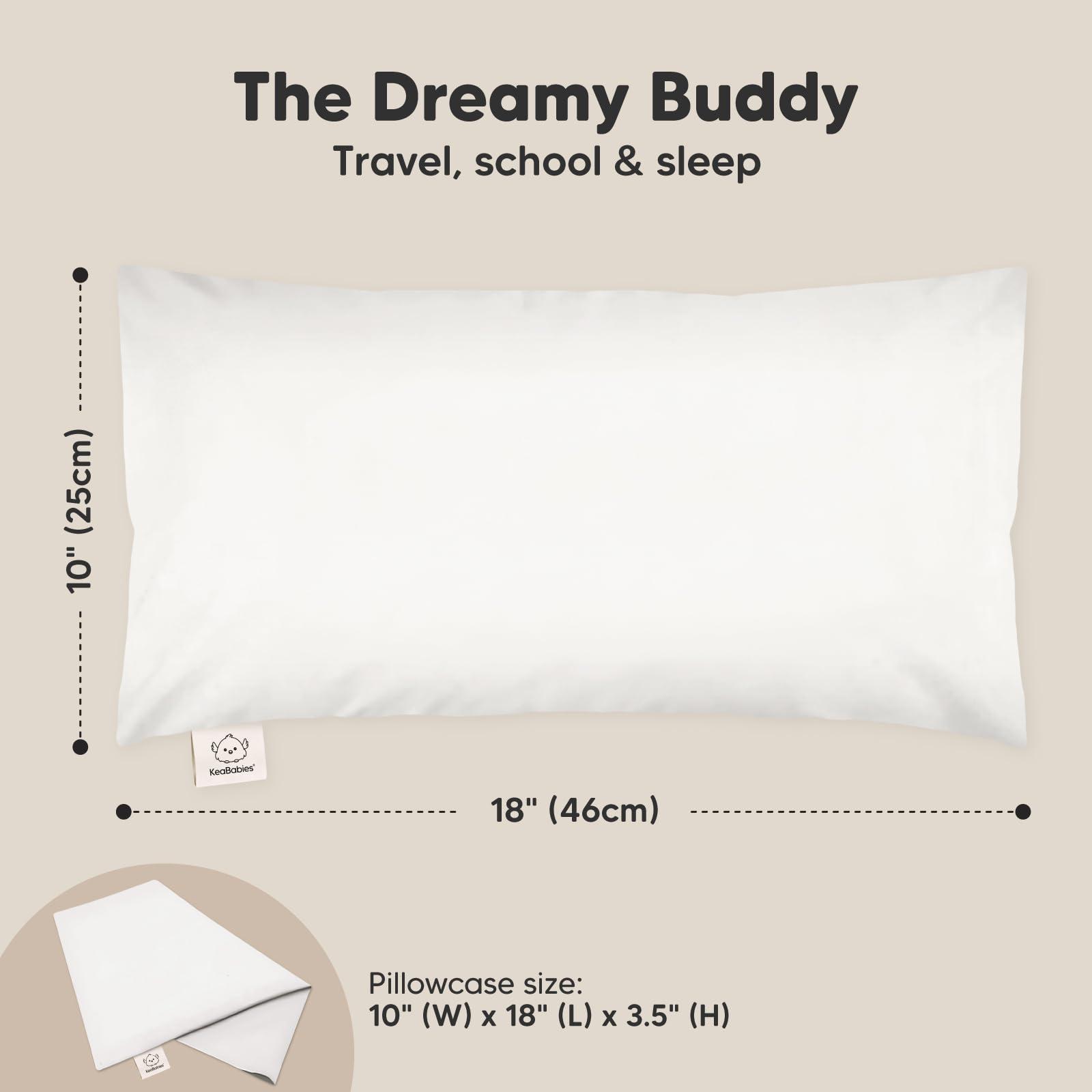 KeaBabies Toddler Pillow with Pillowcase - 10x18 My Little Dreamy Pillow, Organic Toddler Pillows for Sleeping, Kids Pillow, Small Pillows, Toddler Travel Pillows for Sleeping, Toddler Bed Pillows (Soft White)