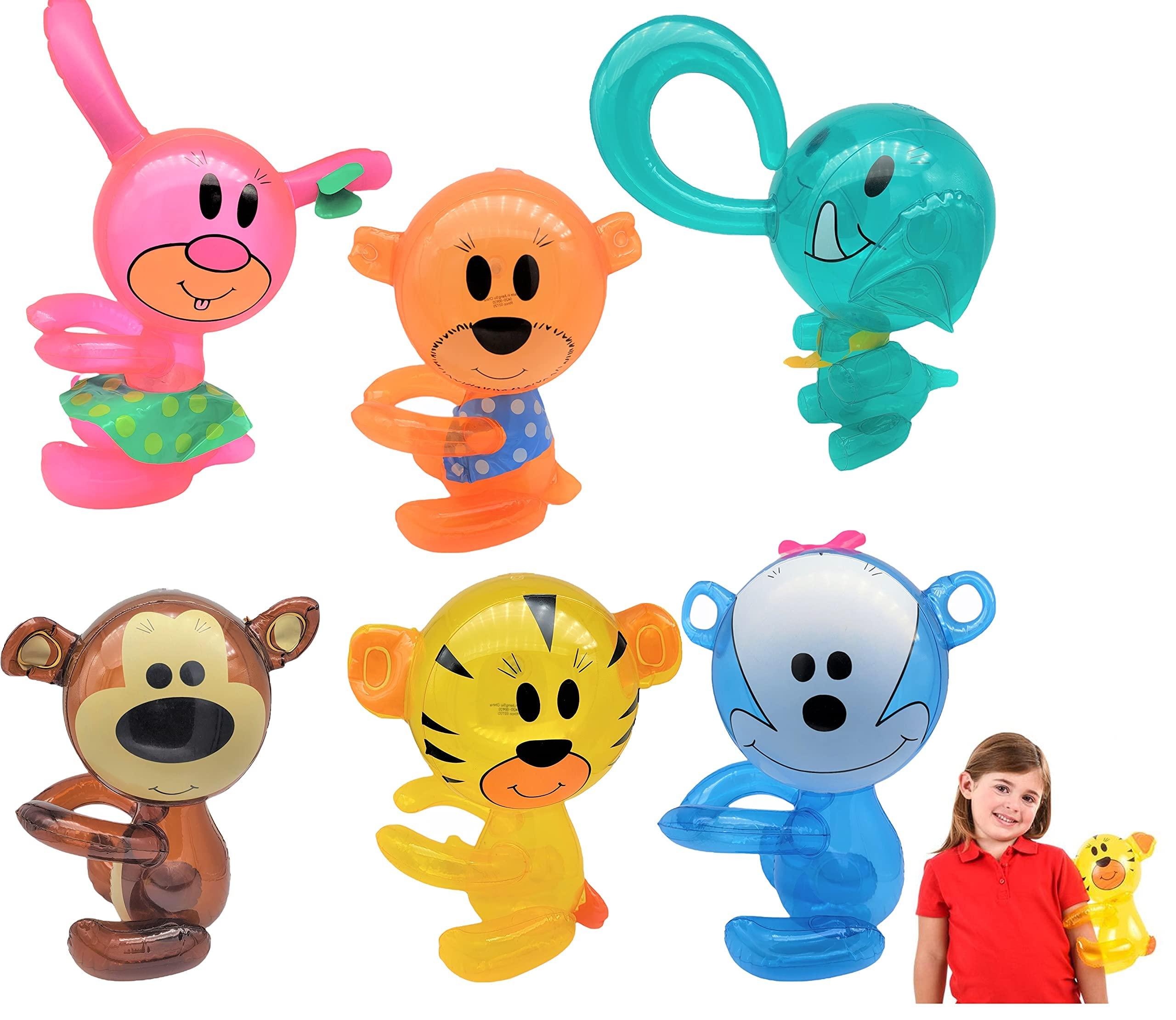 Zugar Land Zugar Land Hug Me Inflatable Safari Wild Zoo Animals. (24 Pack) Hugging Arms Elephant, Tiger, Monkey, Rabbit, Bunny, Teddy Bear. Jungle Party Decor (24 Animals)