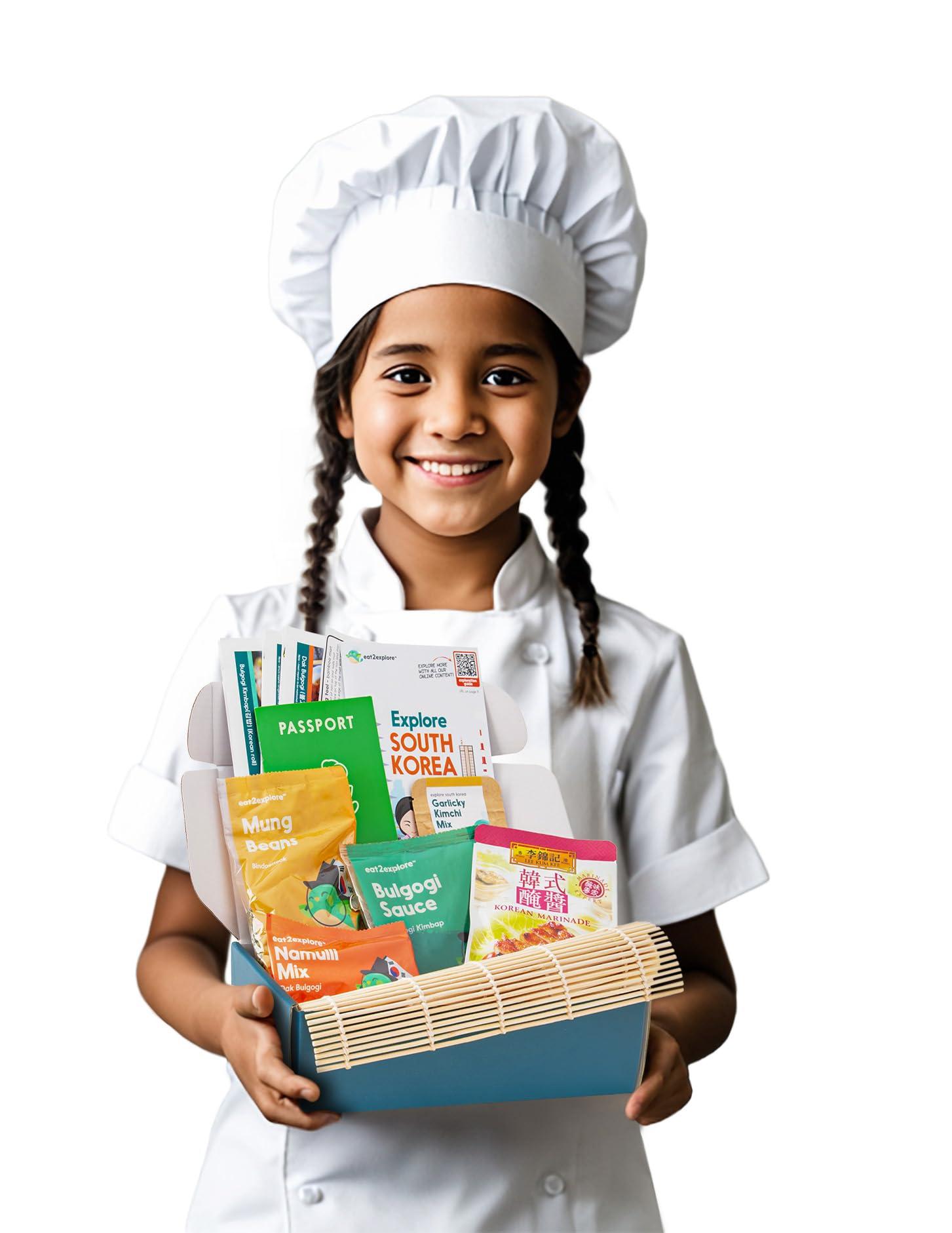 eat2explore eat2explore Cooking Kits for Kids - Interactive & Educational Real Kids Cooking Kit with 3 Recipe Cards, Key Ingredients & Cooking Tools - Ideal Idea for Kids who Love to Cook(South Korea Edition)