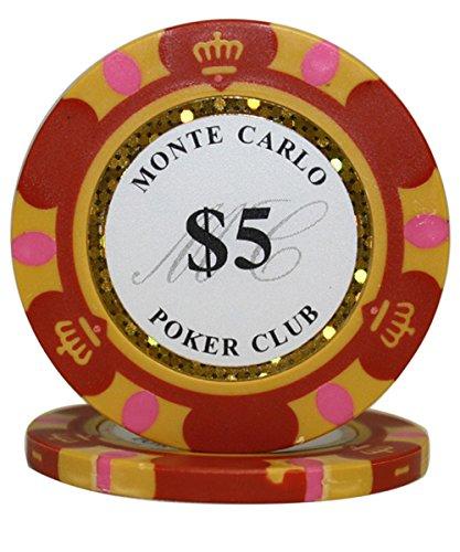 MRC POKER 600pcs 13.5G Monte Carlo Poker Club Poker Chips Set with Heavy Duty Acrylic Case & Chips Trays