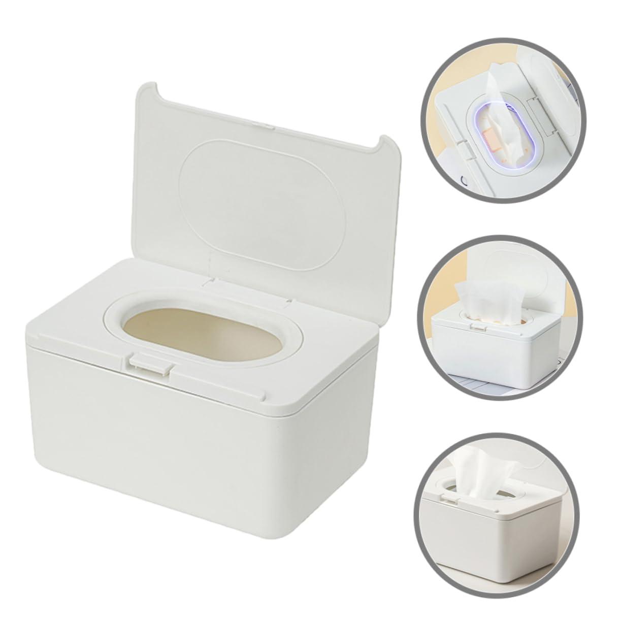 SHOWERORO SHOWERORO Tabletop Tissue Box Dispenser Portable Wipes Holder for Home White Wipe Dispenser