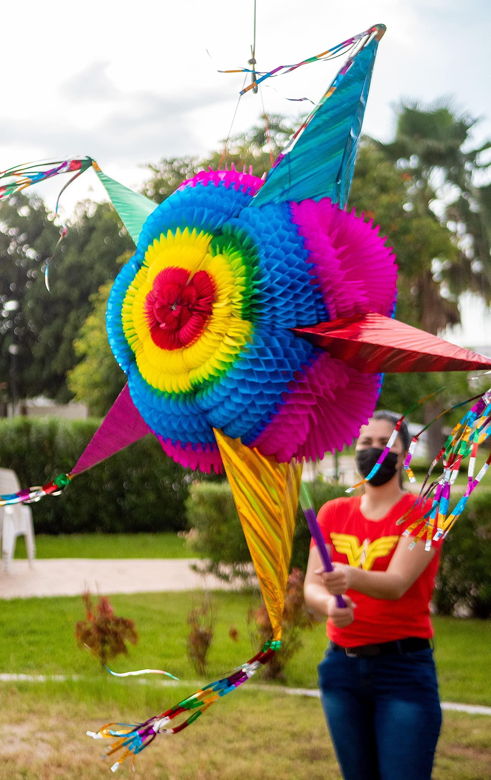 Celly Party Giant Extra Large Pinata,52 Inch Large Really Big Star Piata Mexicana, Dia de Los Muertos,Huge Colorful Foldable Pinata