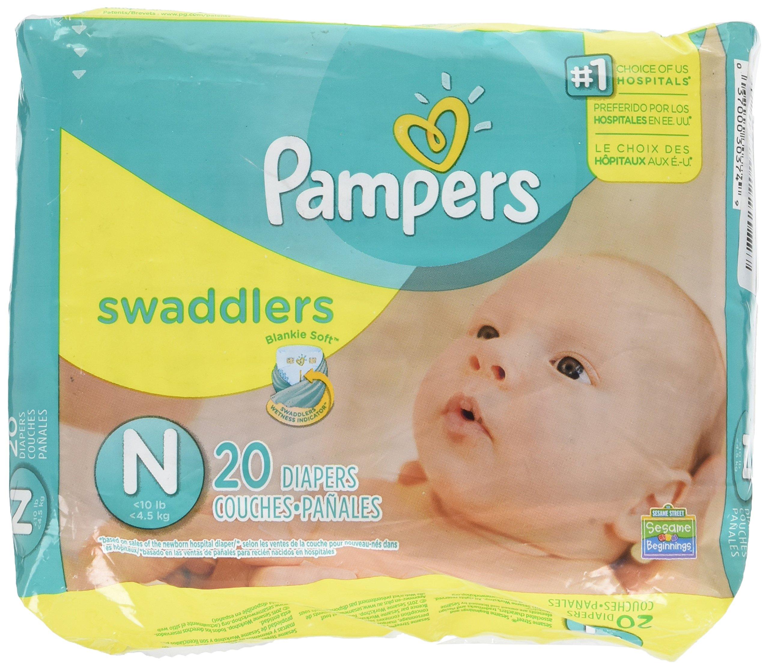 Pampers Pampers Swaddlers Diapers, Newborn (Up to 10 lbs.), 20 Count