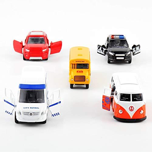 KIDAMI Die-cast Metal Toy Cars Set of 5, Openable Doors, Pull Back Car, Gift Pack for Kids (Official Car) image-3