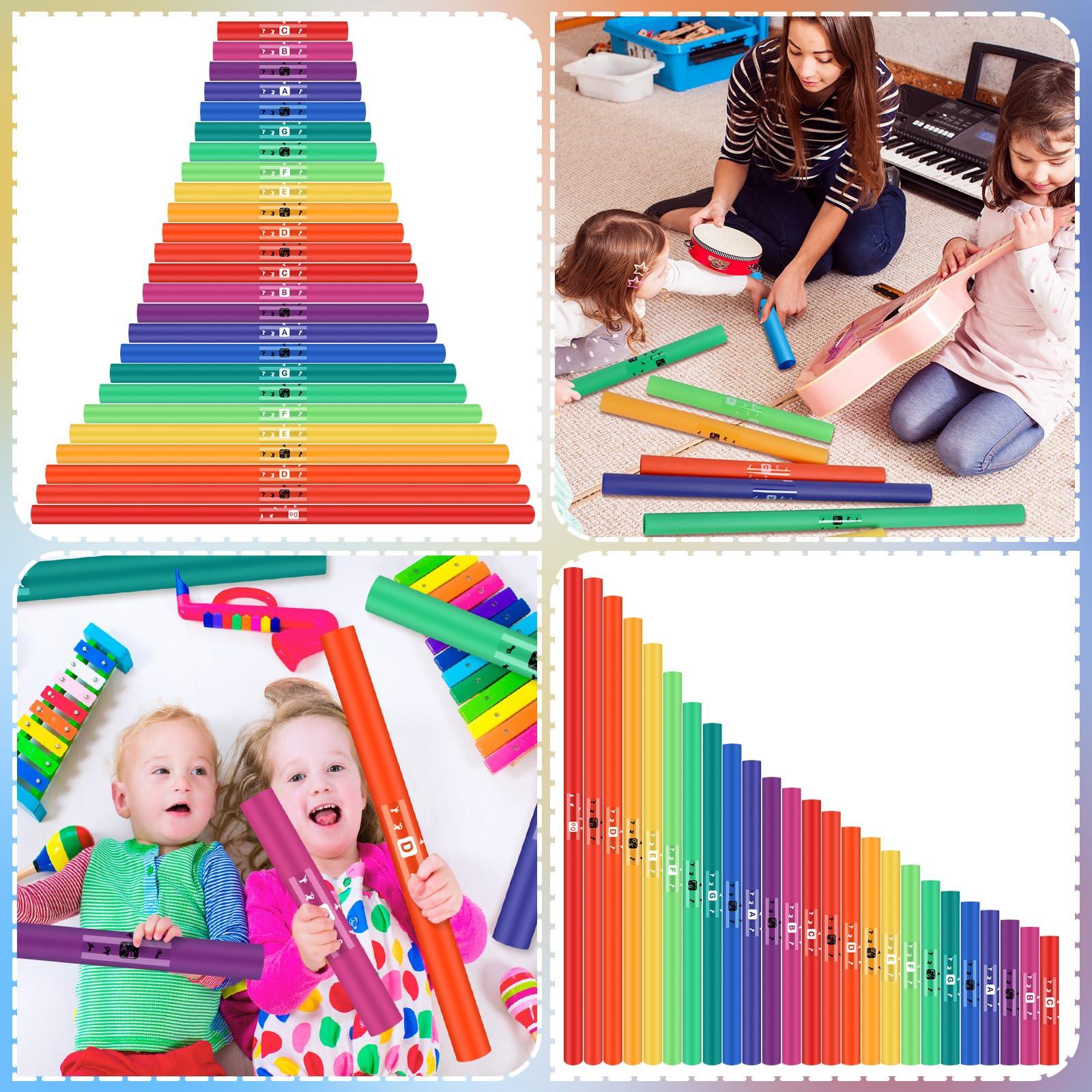 Silipull Silipull Set of 25 Sound Tube for Kids Musical Sound Tube Full Spectrum Set Percussion Instrument Octave Tube Kit Musical Toy for Classroom Music Education Supplies