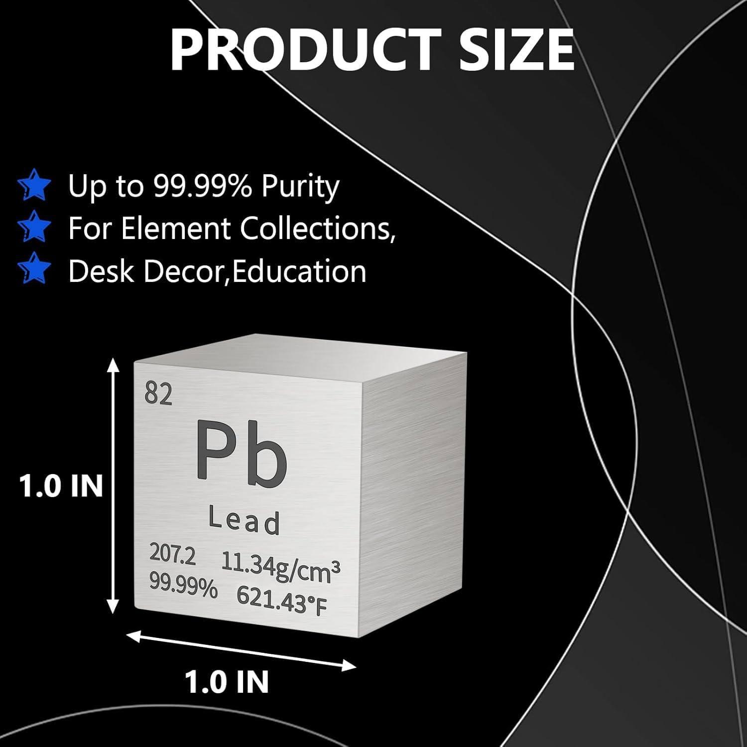 BFLCTGCF Lead Cube Metal Density Cubes Pure Metal High Density Element Cube for Element Collections Lab Experiment Material Hobbies DIY Teacher Science Creative Gift (Pb 1inch)