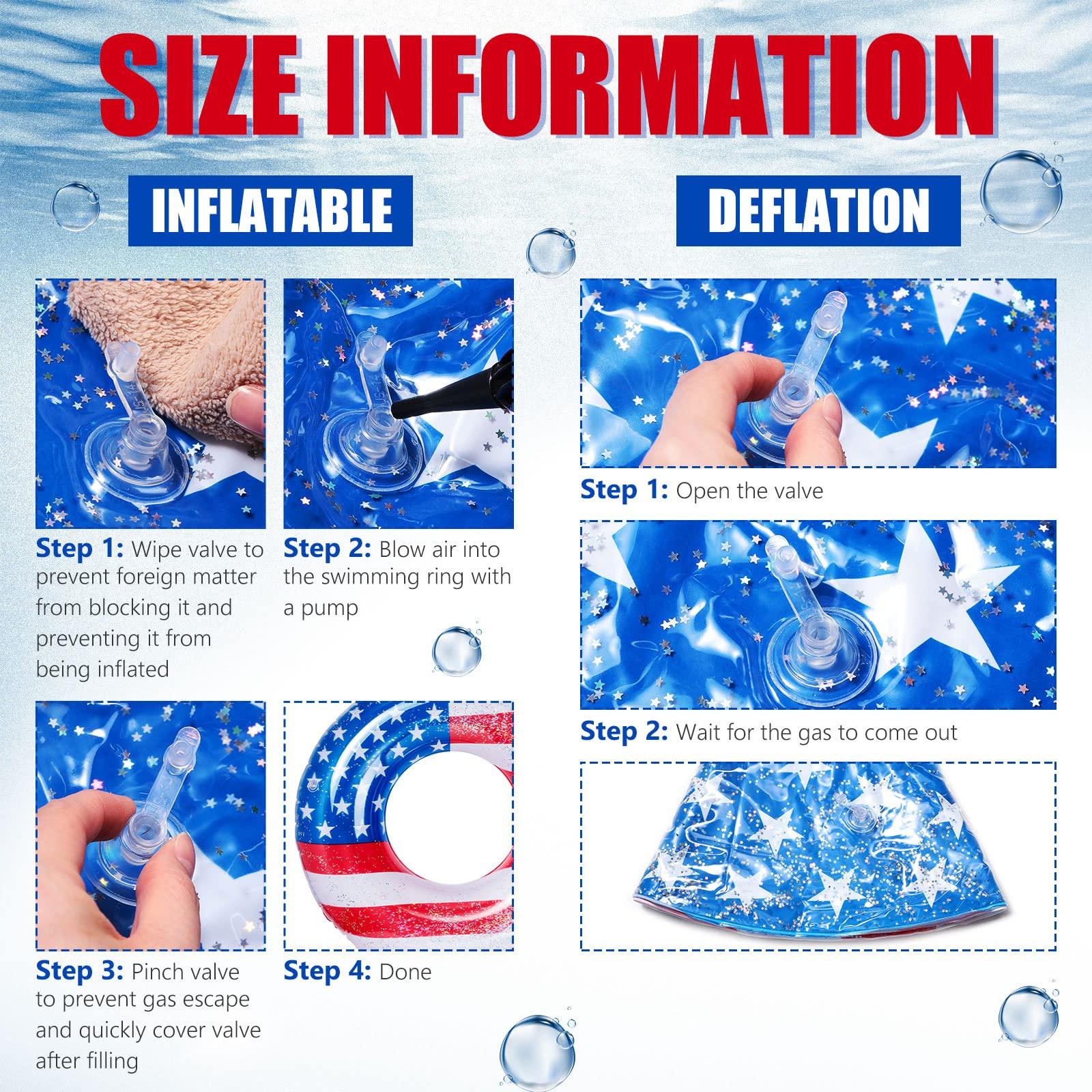 Zhanmai Zhanmai Patriotic Inflatable Pool Float Tube Cool USA Flag Design Water Swimming Ring Floaties Inflatable Tube Pool Tubes Water Swimming Ring Pool Floaties for Beach Lake Pool, 36 Lnch(3 Pieces)
