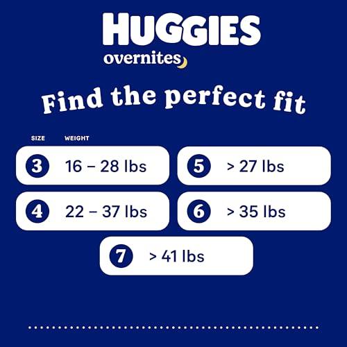 HUGGIES Huggies Size 3 Overnites Baby Diapers: Overnight Diapers, Size 3 (16-28 lbs), 132 Ct (2 Packs of 66)