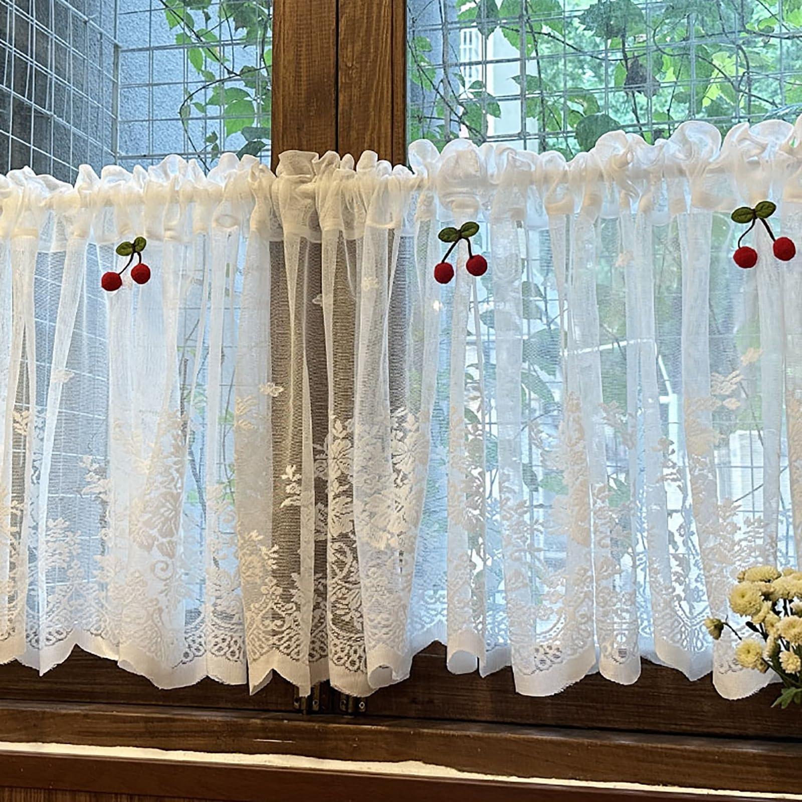 BAYTEWJX Short Black Out Curtain for Small Window Farmhouse White Short Semi Sheer Linen Curtain Cafe Curtains Half Window Treatment Set for Kitchen Over Sink Bathroom Dining Room Decor. ( Size : Pave W270cm*H