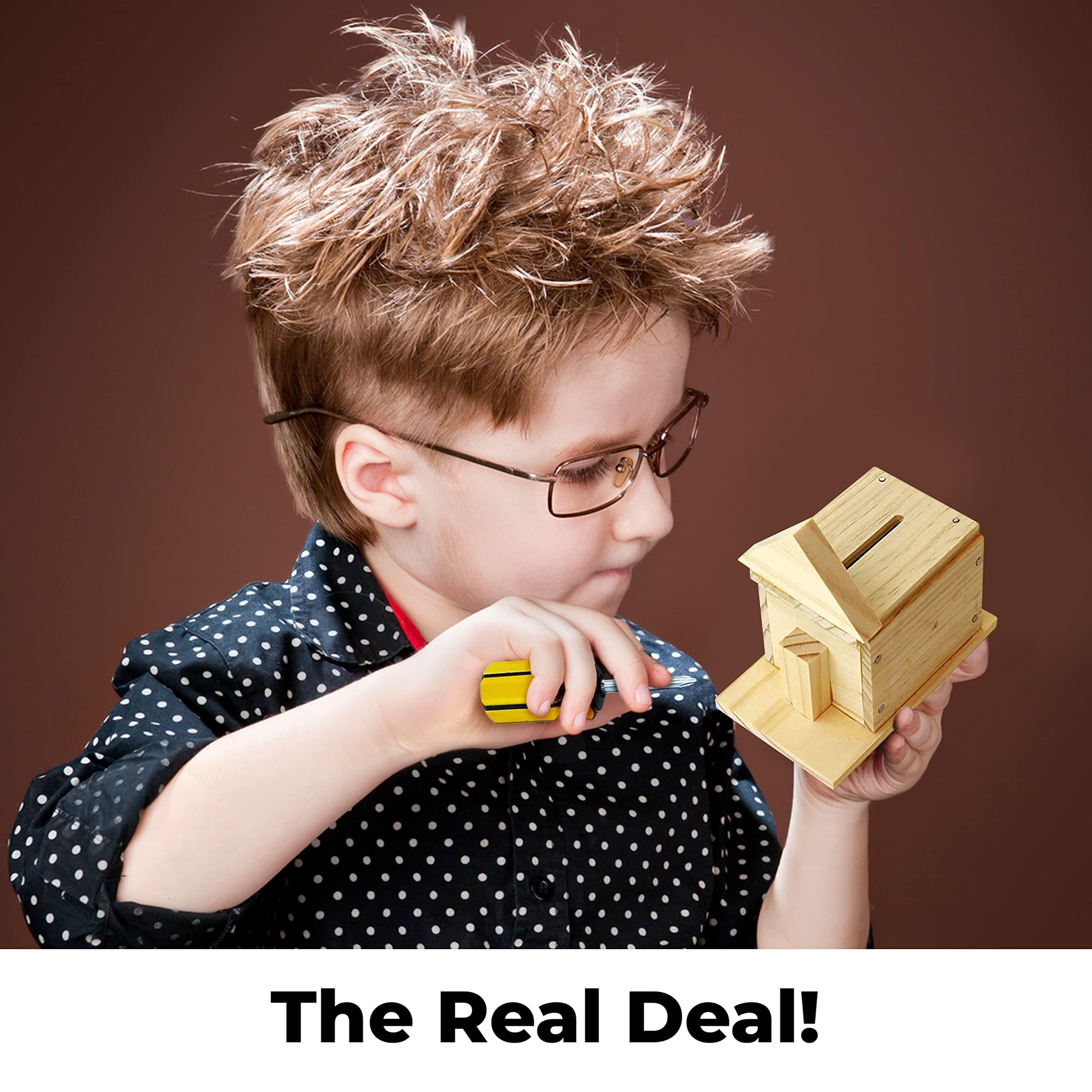 Kraftic Kraftic Woodworking Building Kit for Kids and Adults, with 6 Educational Arts and Crafts DIY Carpentry Construction Wood Model Kit Toy Projects for Boys and Girls