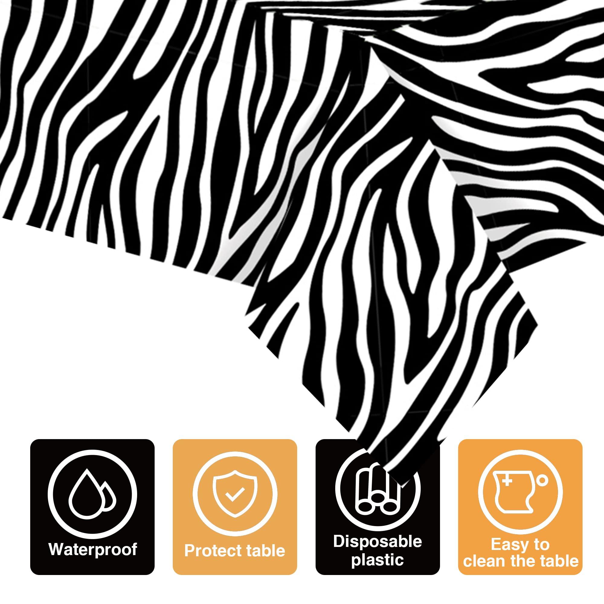 Adirasenotek Adirasenotek 3Pack Zebra Print Decor Tablecloths for Party Animal Theme Party Tablecloths Jungle Party Table Cover 3D Print Table Cover, Jungle Party Supplies for Party,Birthday, Baby Showers (Zebra)