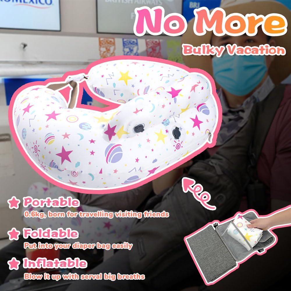 Portabuddy Portabuddy Inflatable Travel Nursing Pillow for Breastfeeding Breast Feeding Pillow for Mom & Baby Support, Removable Pure Cotton Cover, Adjustable Waist Strap, Newborn Essentials Must Haves