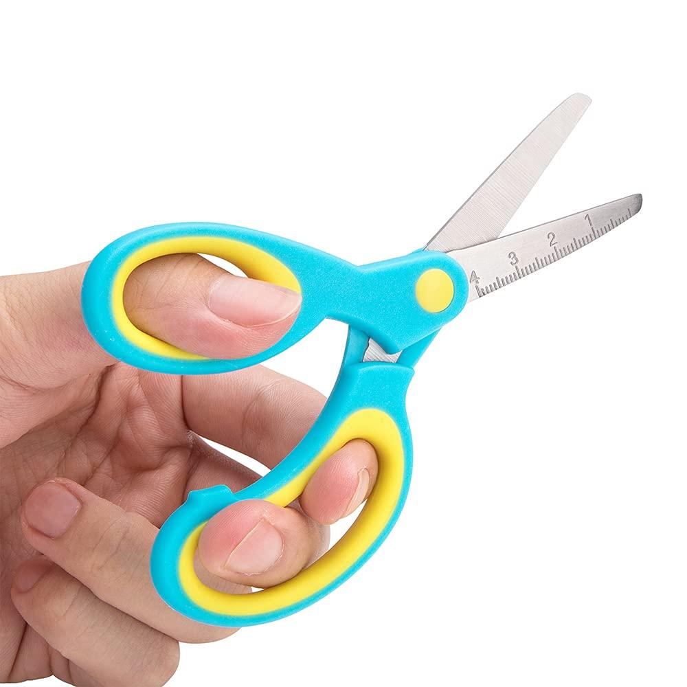 Astrowinter Left-handed Kids Scissors by Astrowinter (Pack of 5, Rounded-tip, 5.2-Inch) - Lefty Soft Touch Blunt School Student Scissors Shears AW-004-B