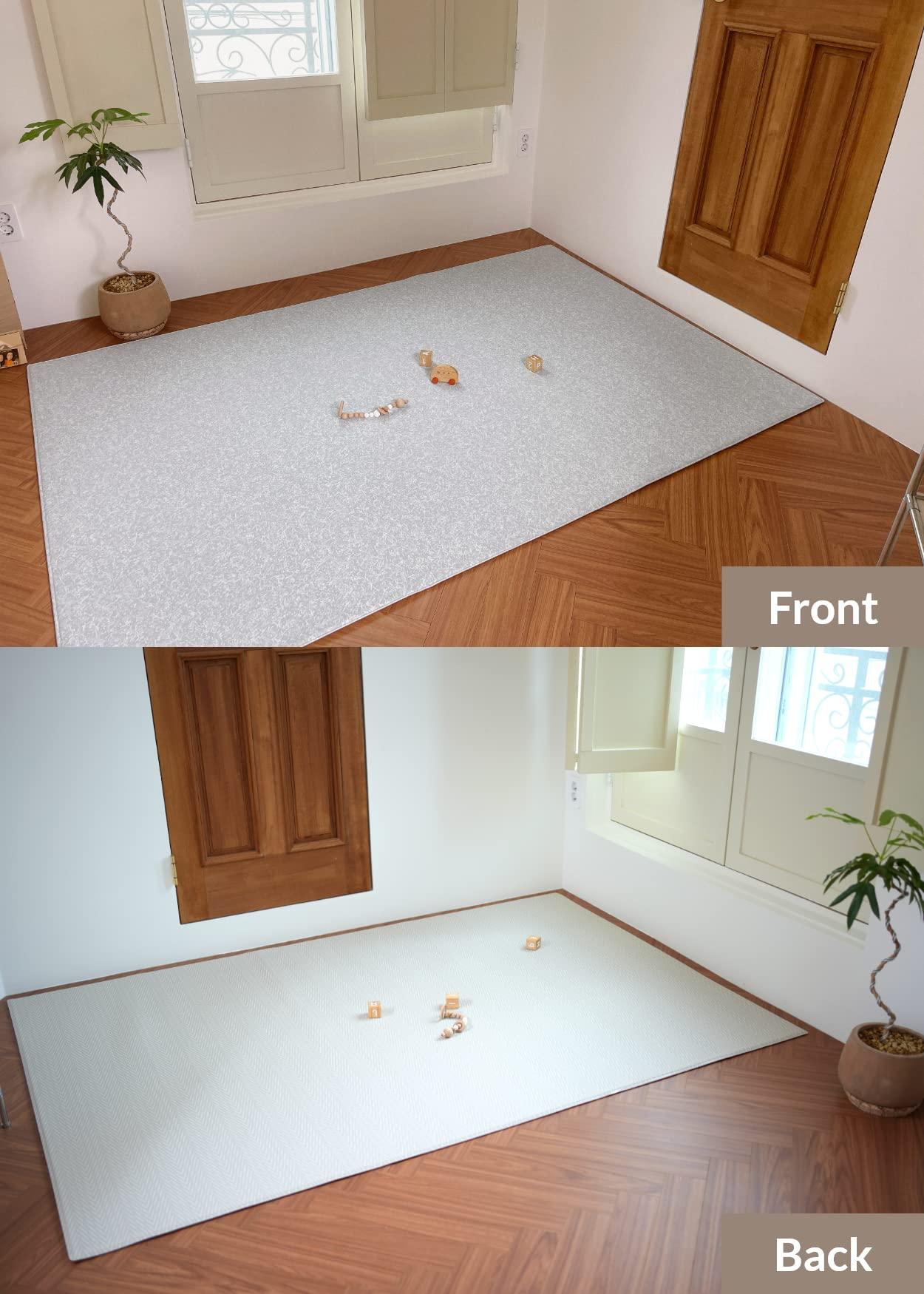 Baby Care Baby Care Play Mat (Large, Hygge - Spore & Wooden) 82'' x 55'' Original One-Piece Reversible Rollable Waterproof Play Mat for Infants, Babies, Toddler, and Kids
