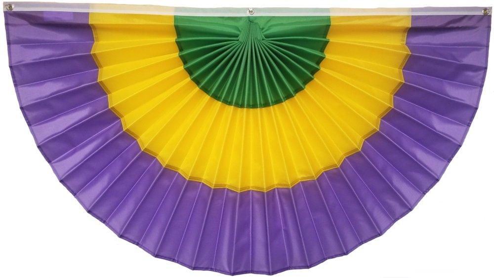 Independence Bunting Independence Bunting Mardi Gras Bunting - American Made 36\" x 72\" Nylon Triangular Flag Bunting in Green, Gold, Purple & Yellow