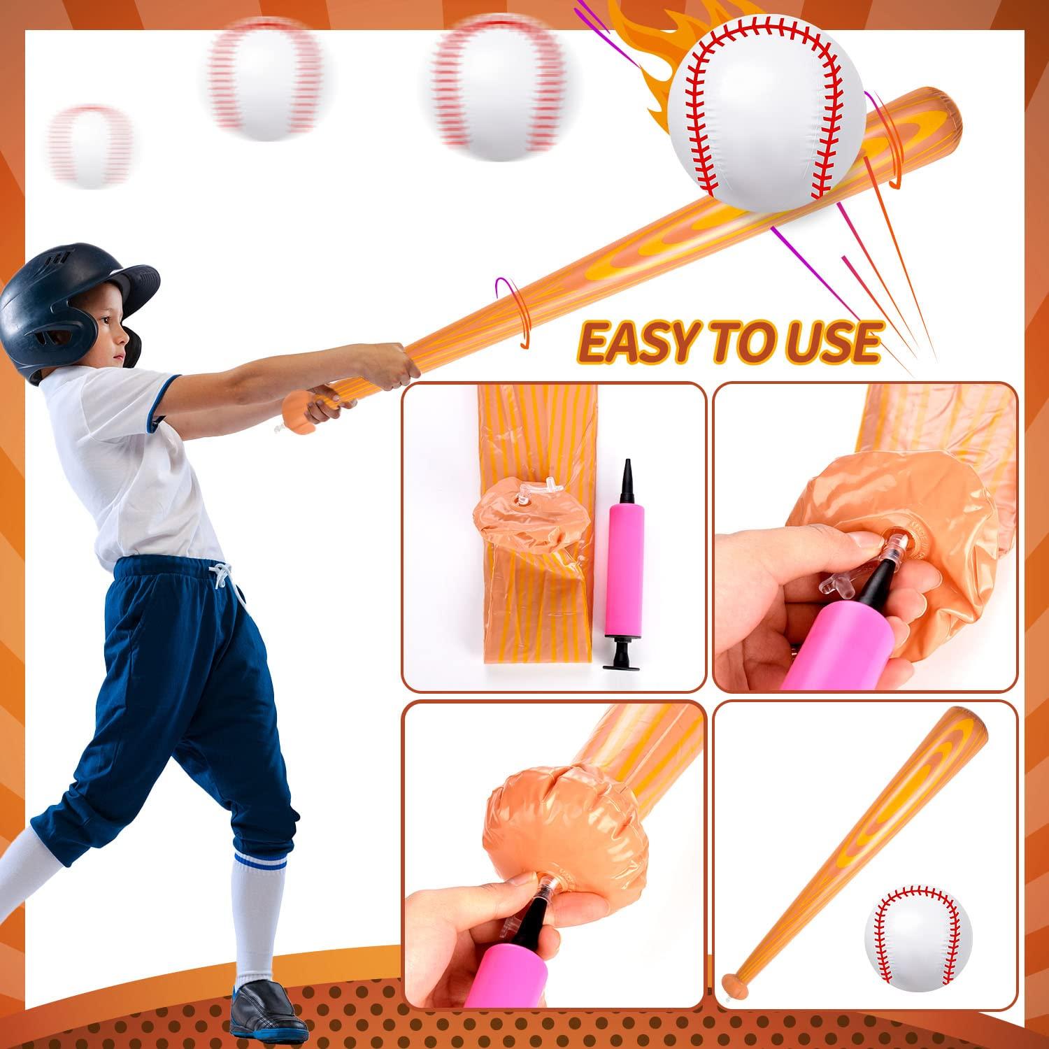 ZHBDMGK Inflatable Baseball Bat and Ball, 3Pcs Baseball Beach Ball Set Including 2Pcs 40 Inch Inflatable Bat and 1Pcs Baseball Beach Ball for Baseball Party Sports Game