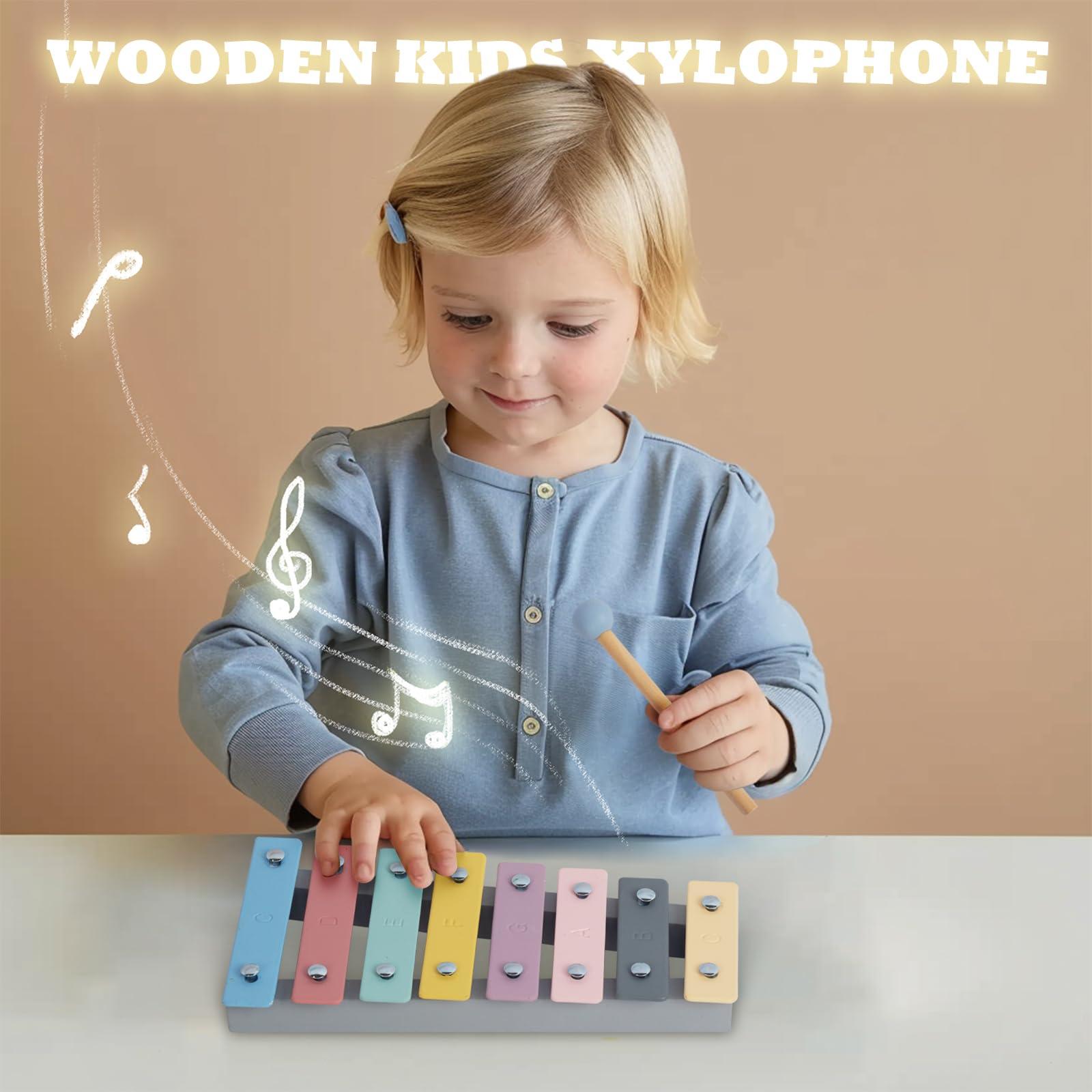 WoodenEdu Kids Xylophone Musical Toy with Child Safe Mallets - Educational Instrument for Toddlers