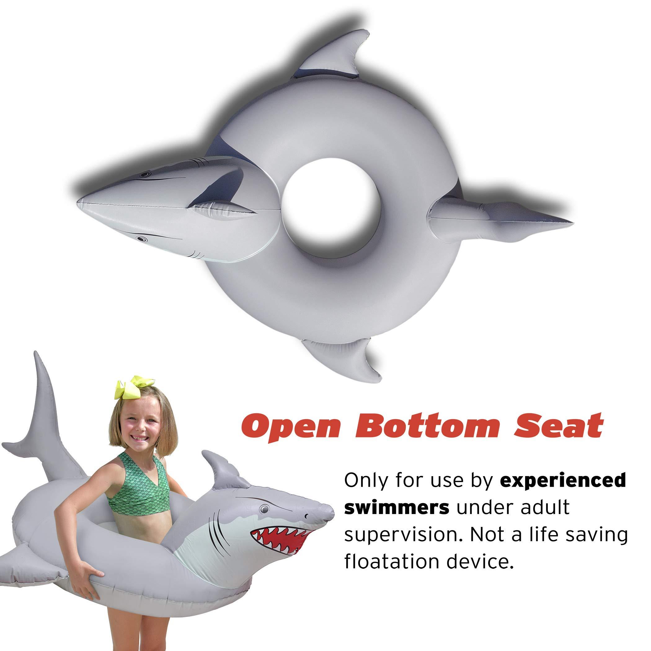 GoFloats GoFloats 'Great White Bite' Shark Pool Float Party Tube - Inflatable Rafts, Adults & Kids