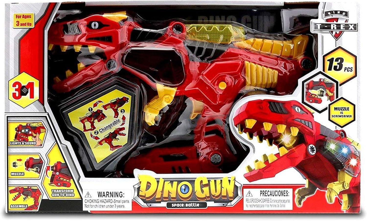 Liberty Imports Liberty Imports Dinosaur Toy Gun - 3-in-1 Transforming T-Rex Blaster with Cool Sound Effects & LED Light Up - Build and Take Apart Toy for Boys & Girls