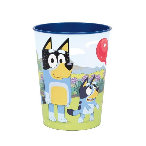 Unique Unique Bluey Birthday Party Supplies Bundle Pack includes 12 Reusable Plastic Cups and 1 Dinosaur Sticker Sheet