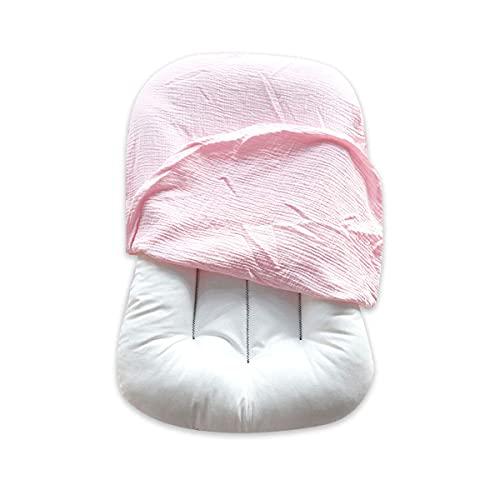 Hooyax Hooyax Muslin Baby Lounger Cover Soft Organic Cotton Slipcover Fits Newborn Lounger for Baby Boys and Girls (Pink)