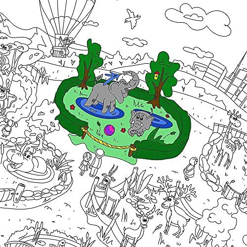O'Kroshka Big giant coloring poster colorings for children Zooland. Coloring pages for kids and adults. Color me posters for family (33.08 x 46.5 in)
