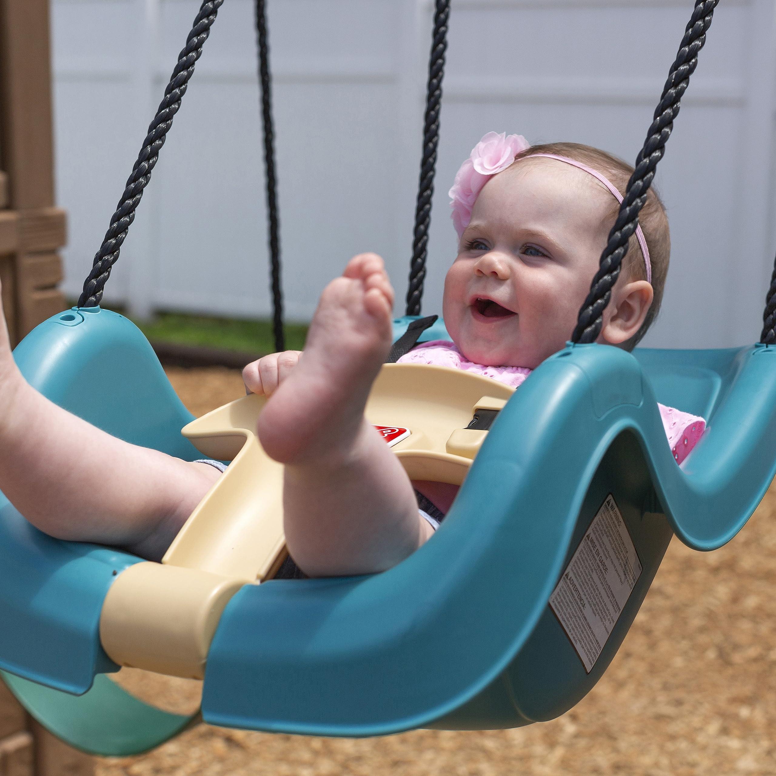 Step2 Step2 Infant to Toddler Swing, Baby Outdoor Swing, Backyard Bucket Style Swing Seat, Secure Harness, Outside Weather-Resistant Rope, Attach to Playset, For Toddlers 9 Months -3 Years Old
