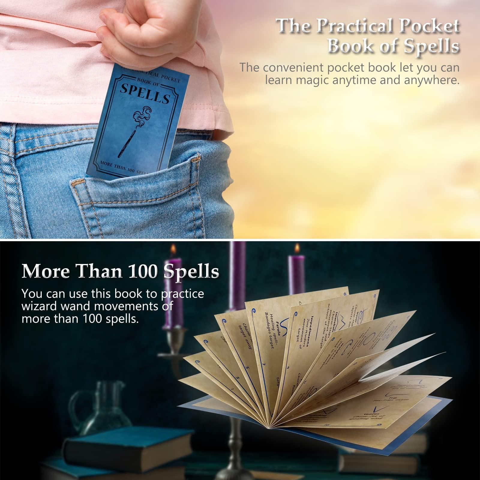 ChampWe ChampWe Light Up Magic Wizard Wand Rechargeable Illuminating Toy for Kids Witch Collection Cosplay Accessories with Spellbook and Gift Box (Foliage)