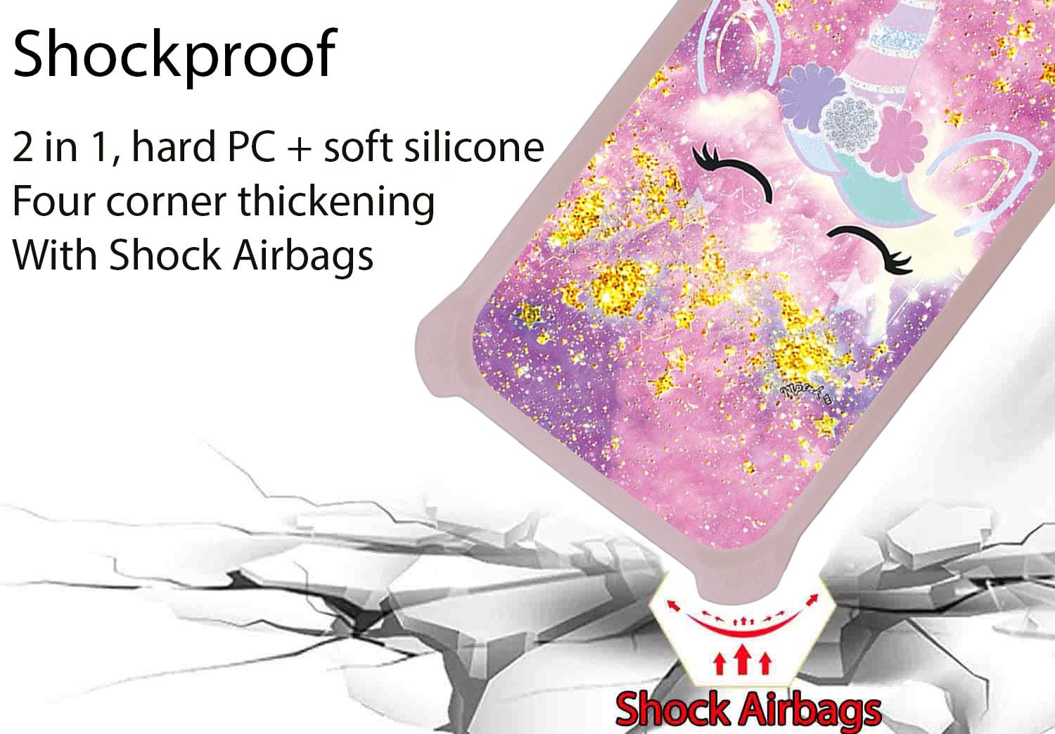 jioeuinly jioeuinly Case for TCL 10 5g Uw Case Compatible with TCL 10 5g Uw Phone Case Cover [with Tempered Glass Screen Protector][Hard PC + Soft Silicone][Gold Glitter+Luminous] JSF-DJS