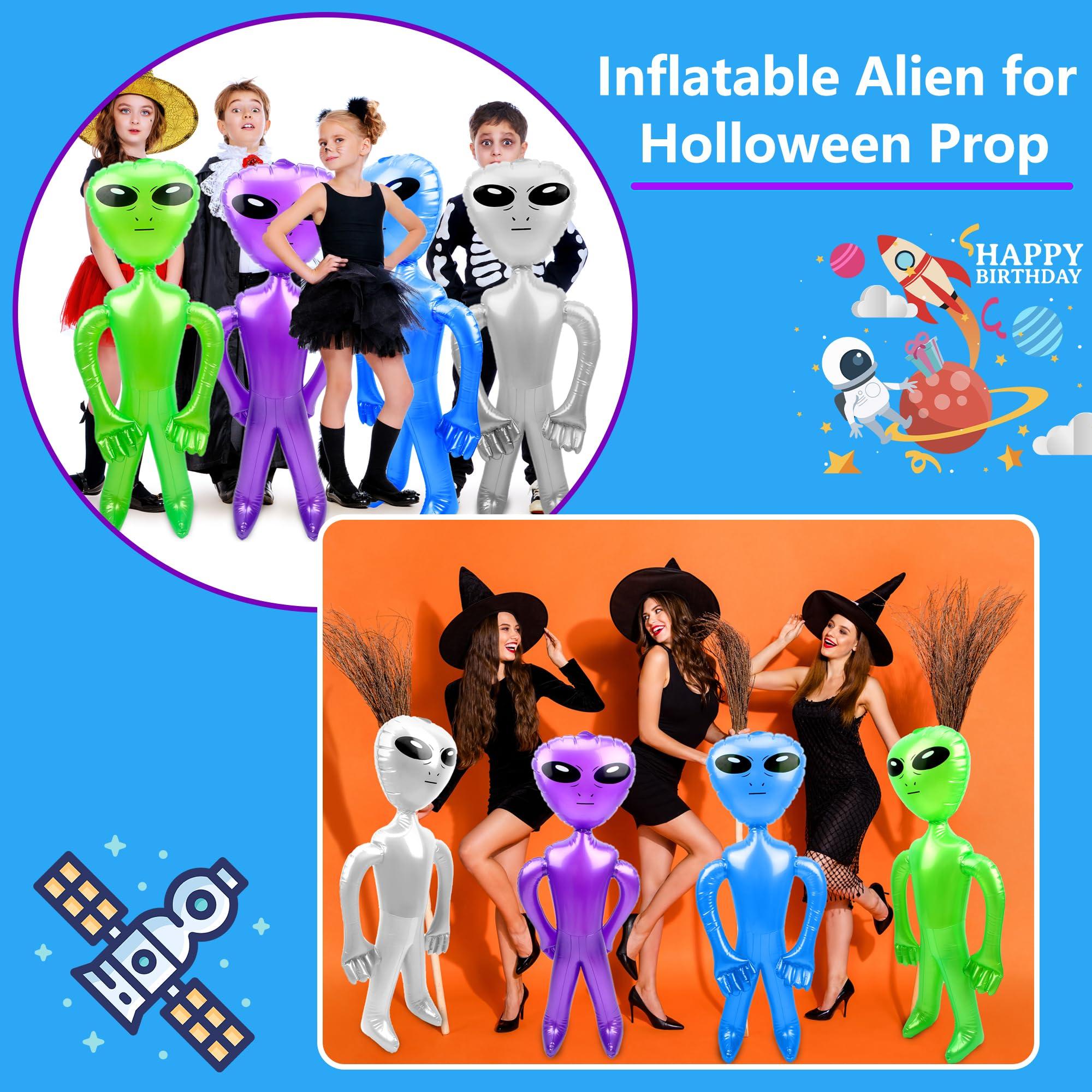Sonarun 16 Pcs 35 Inch Halloween Inflatable Alien Giant Inflatable Alien Large Blow Up Alien Jumbo Alien Inflate Balloons Toy for Birthday Halloween Alien Theme Party (Color Set 1)