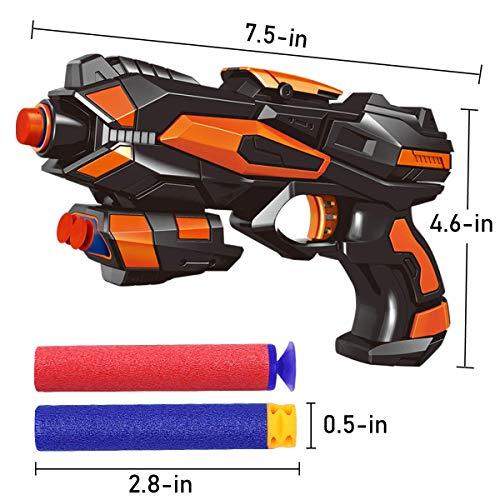 POKONBOY POKONBOY 2 Pack Blaster Guns Toy Guns for Boys Girls with 60 PCS Refill Soft Foam Darts 2 Wristbands for Kids Birthday Gifts Party Favors Hand Gun Toys for 6 7 8 Year Old Christmas