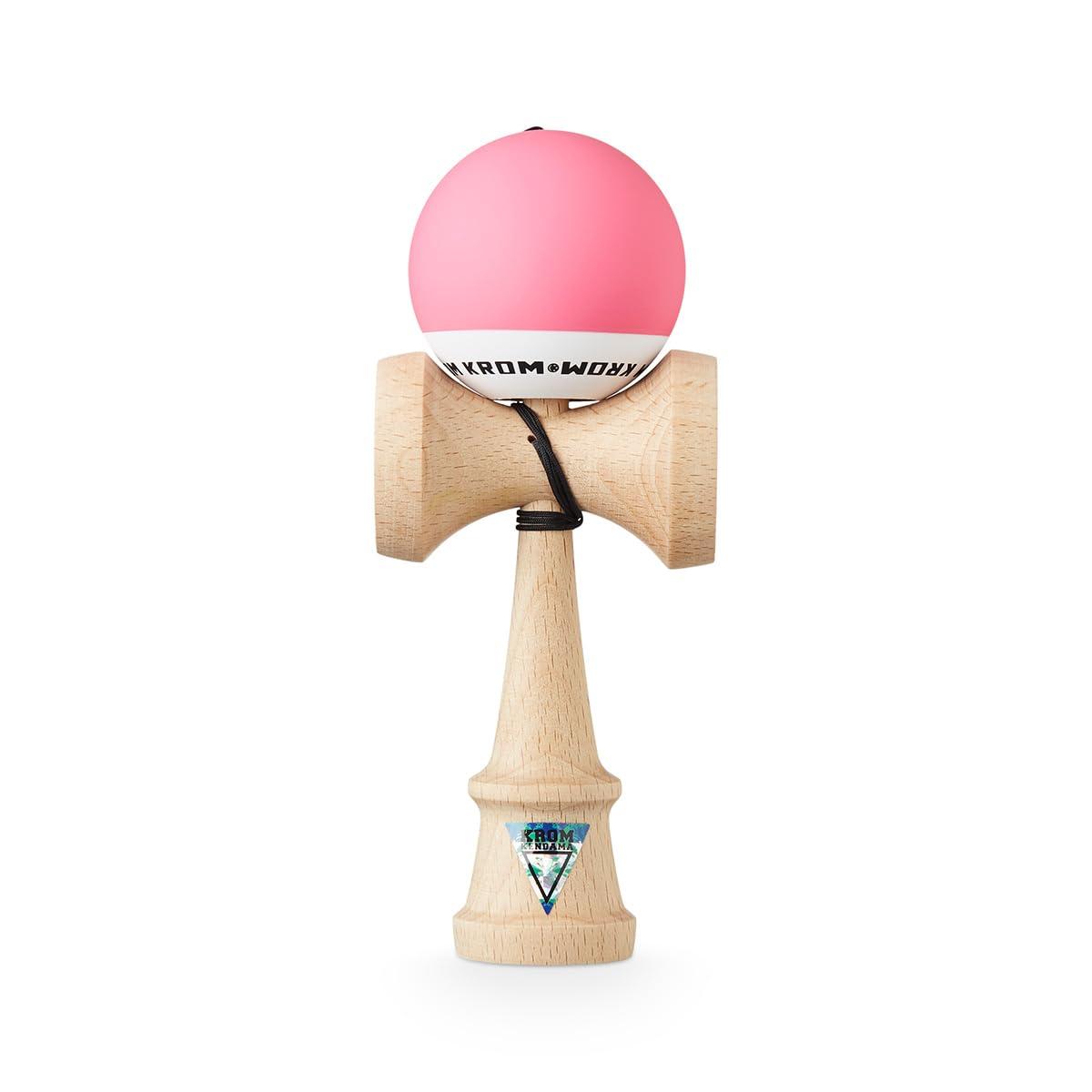 KROM KROM - Kendama Toy POP Pink - High Wood Quality - Extra Strong - for Beginner and Pro - Gift Pack : Extra String + Stickers