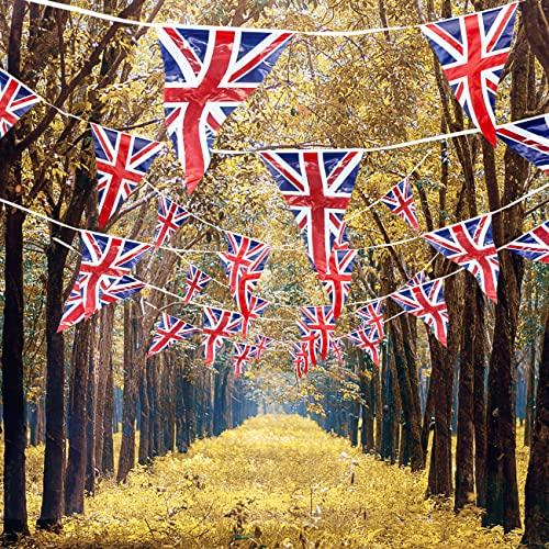 Shatchi SHATCHI 70 Ft Union Jack 50 Triangle Bunting Plastic Olympics Britain Flags Banner UK Decorations, 20m/65ft