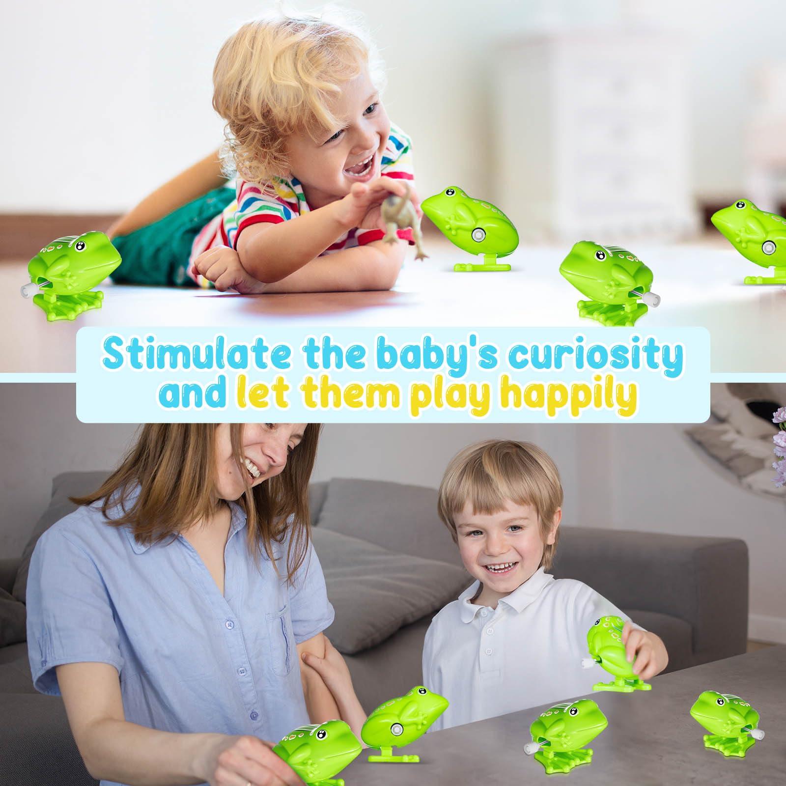 Seenelling Seenelling 20 Pcs Green Jumping Fun Frog Toys Plastic Cute Clockwork Frog Toy Bulk Toy Frog for Educational Gift