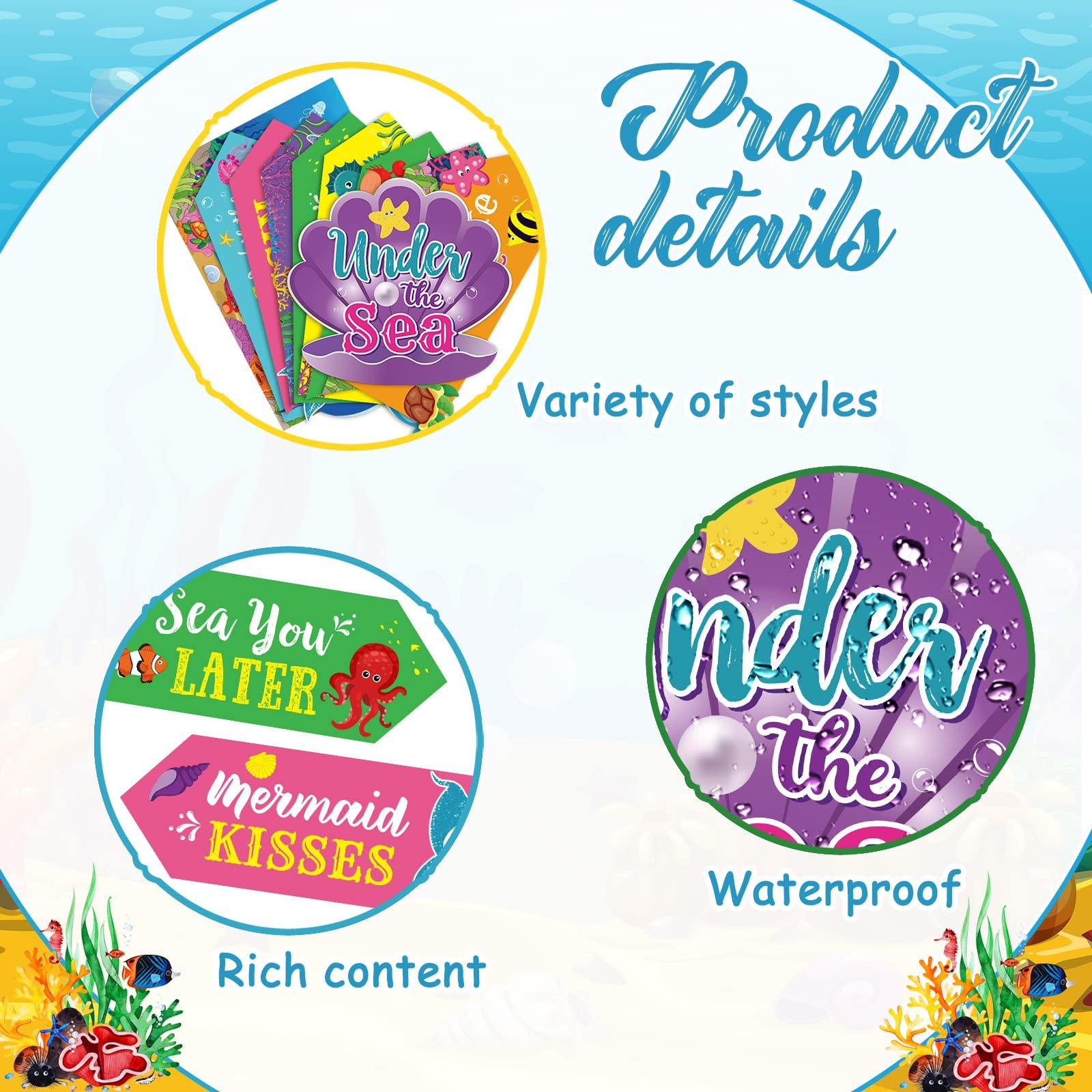 Spakon 20 Pieces Under The Sea Party Decorations Ocean Sea Animal Party signs Ocean Themed Birthday Party decor Baby shower Beach Party Supplies for Boys Girls Kids