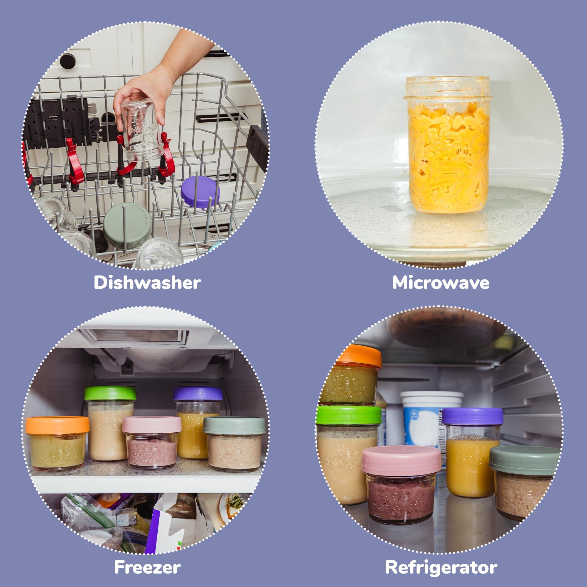 WeeSprout WeeSprout Glass Baby Food Storage Jars - 12 Set, 4 oz/8 oz Baby Food Jars, Plastic Lids, Freezer Storage, Reusable Small Glass Baby Food Containers, Microwave & Dishwasher Safe, for Infant & Baby Food