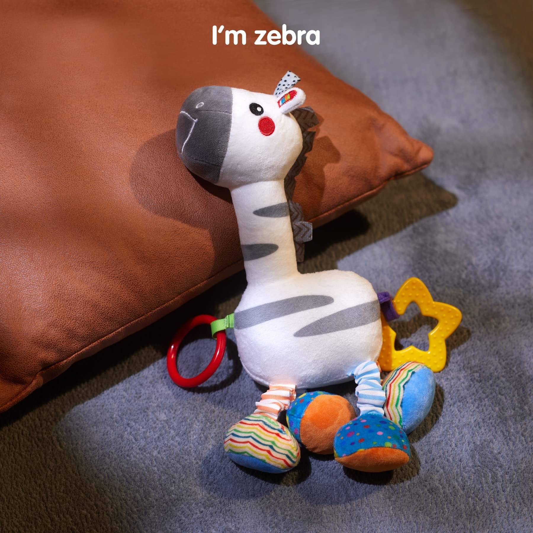 TUMAMA TUMAMA Baby Hanging Toys, Plush Animals Baby Rattle Crinkle Squeaky Toys Car Seat Stroller Mobile Toys, Baby Toys for 0 3 6 9 12 Months, Sensory Learning Toys Gift for Newborn Infant (Zebras)
