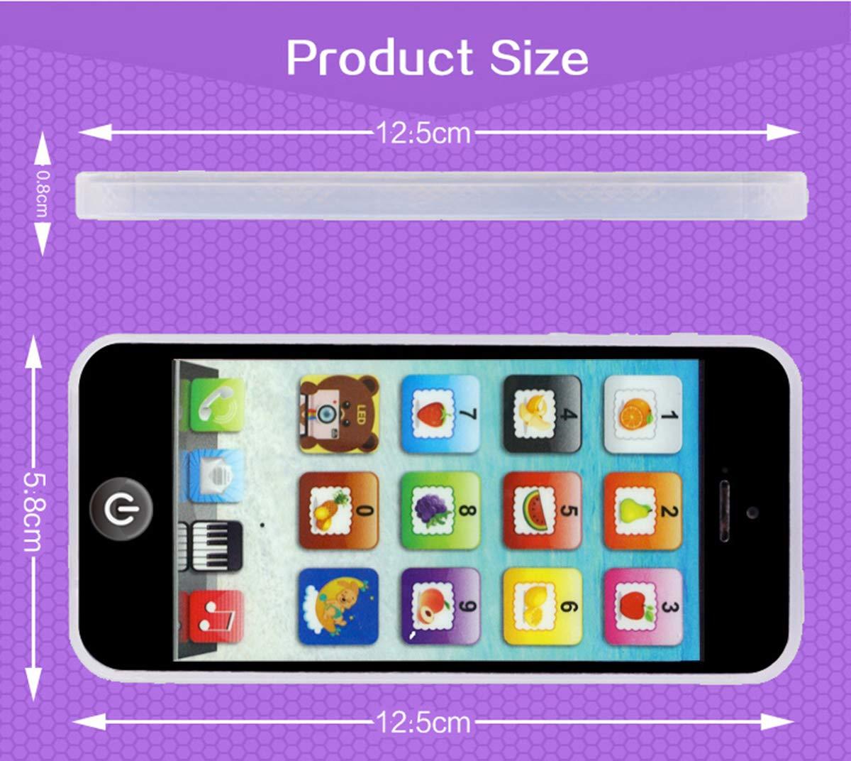 Cooplay Cooplay White 1:1 Music Phone Toy Yphone Y-Phone Animal Play Rechargeable Cell Phone with Type-c Learning English Educational Mobile Study Prize for Baby Kids Children