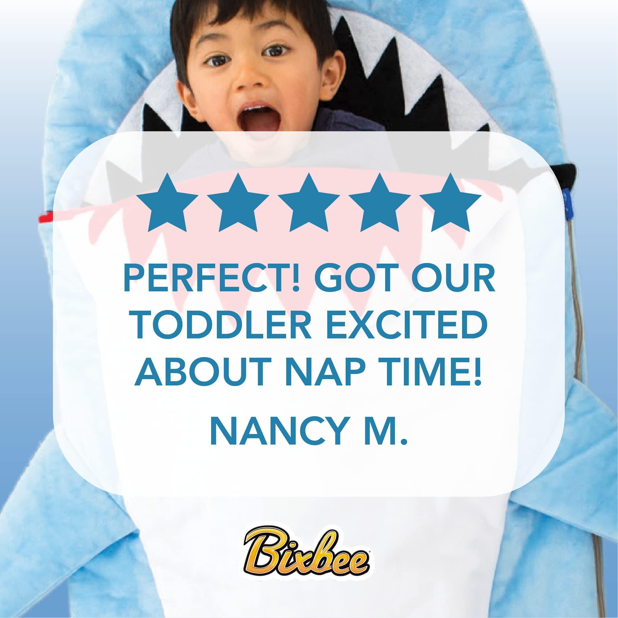 Bixbee Bixbee Kids Sleeping Bag, Soft Sleepy Sack for Kids & Toddlers | Easy Roll Up Design for Daycare + Naptime, 60 x 22 Inches |Cozy Slumber Bag with Lining | Shark Sleeping Bag for Boys + Girls