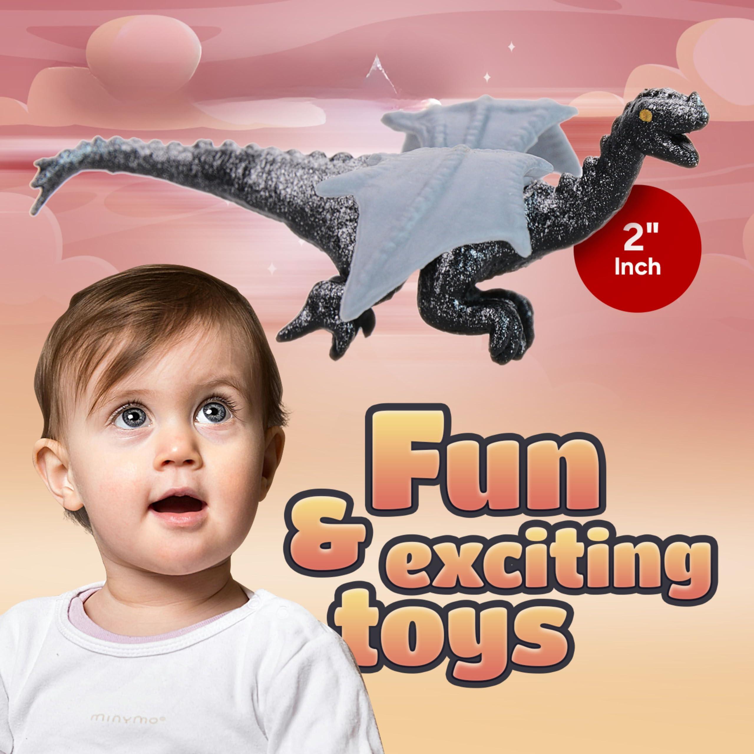 Entervending Bulk Toys - 2 Inch Dragon Toys - 100 Pcs Dragon Playset for Party Favors - Pinata Stuffers - Goodie Bag Supplies - Bulk Gifts for Kids - Vending Machine Toys - Easter Gifts for Kids