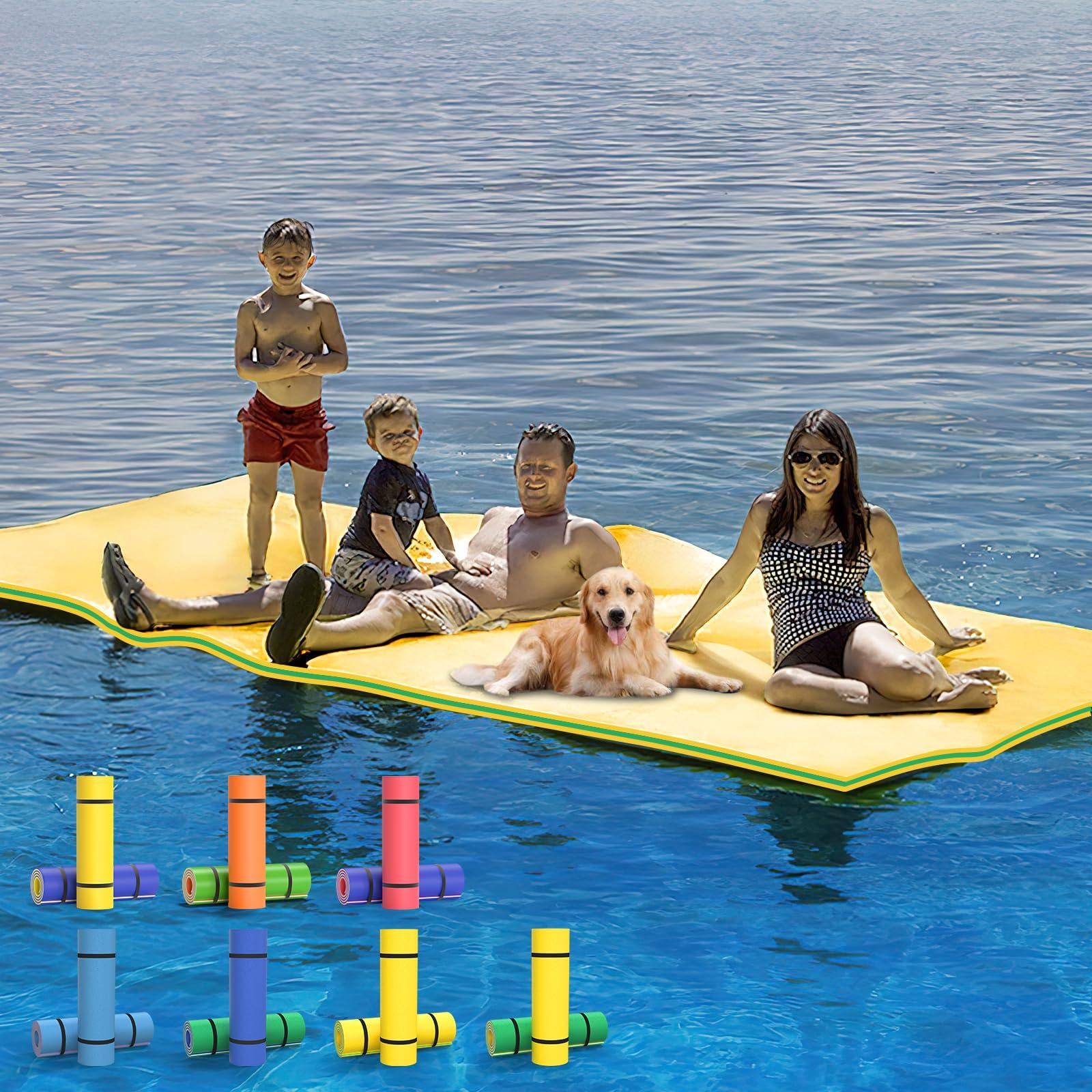 GUINGFUN GUINGFUN 9/12/18FT 3-Layer Lily Pad Floating Mat, Double-Sided Use Floating Water Mat, Floating Mat for Lake, Water Mat Suitable for Adult and Children(12FT Yellow)