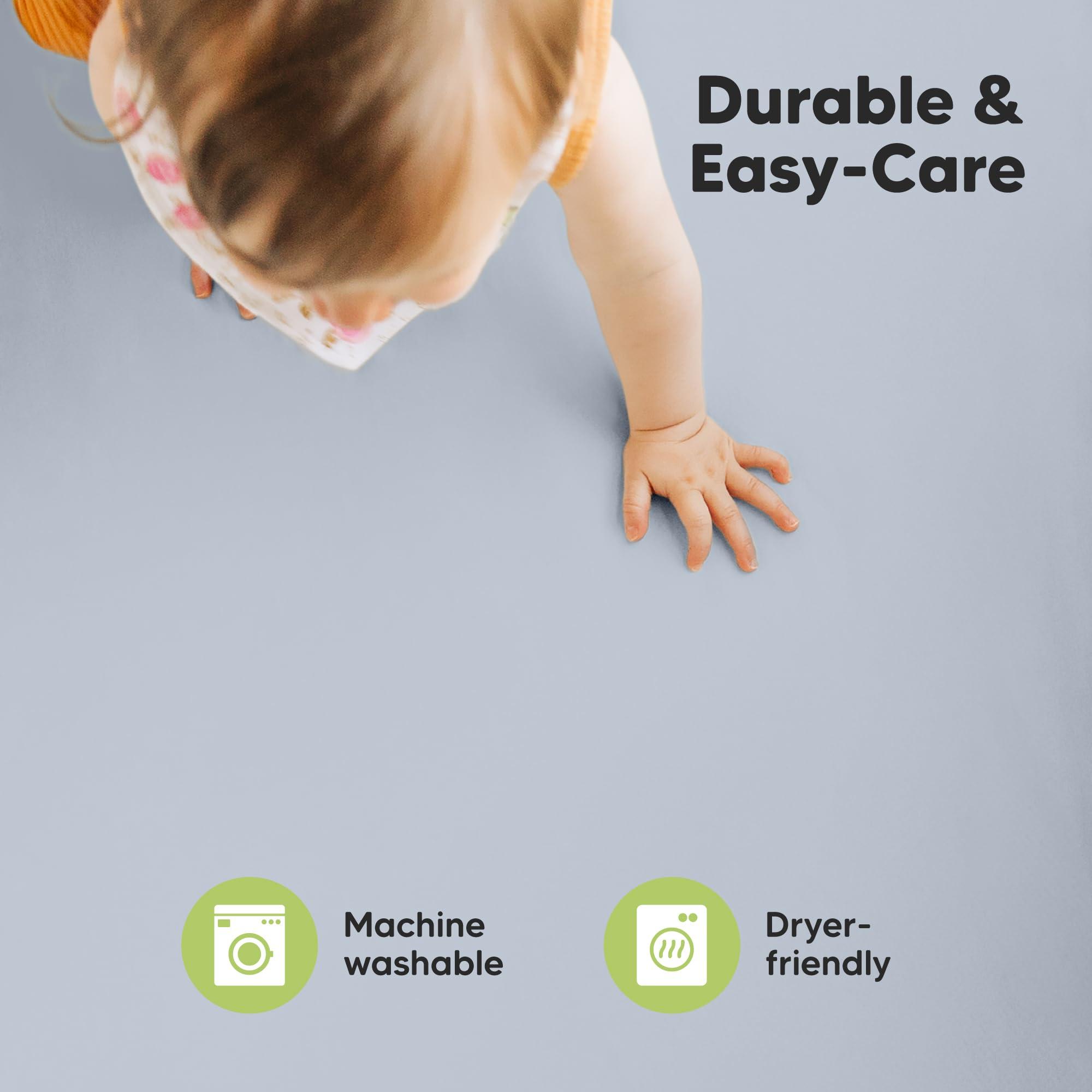 KeaBabies Pack and Play Sheets Fitted, 2-Pack Mini Crib Sheets - Pack N Play Sheets, Fitted Crib Sheet for Pack and Play Mattress, Playard Baby Crib Sheets, Crib Sheets Neutral for Boys, Girls (Blue Flax)