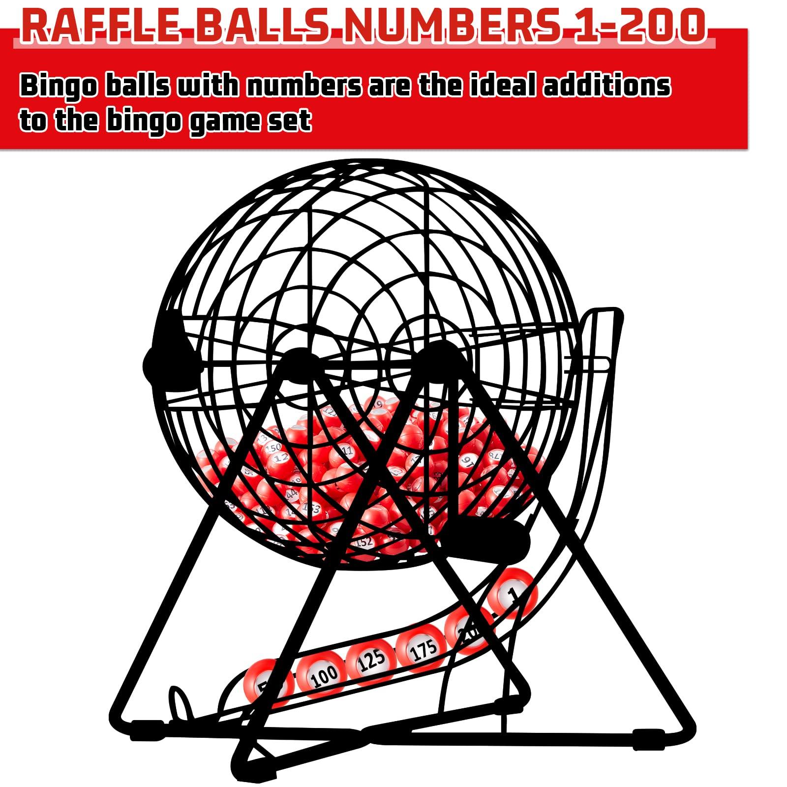 Liliful Liliful 200-Piece Raffle Bingo Ball Set - Numbered 1-200 with Easy Read Window, Mini Plastic Balls for Game Night, Lottery, and Large Group Activities, Red
