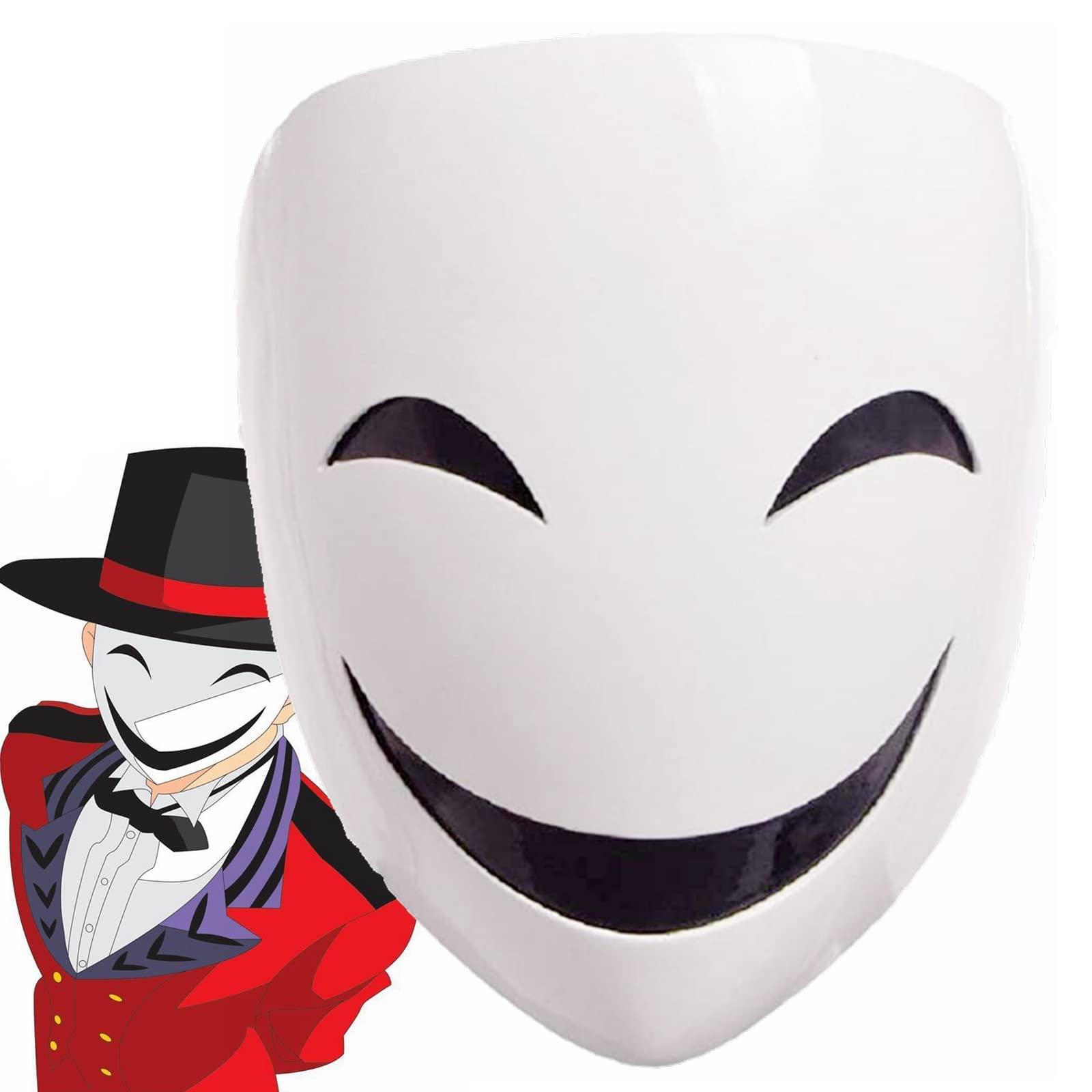 CAFELE CAFELE Japanese Anime Mask High-Rise Invasion Masks Cosplay Sniper Tenkuu Shinpan White Smile Mask Halloween Party Costume Props (02#)
