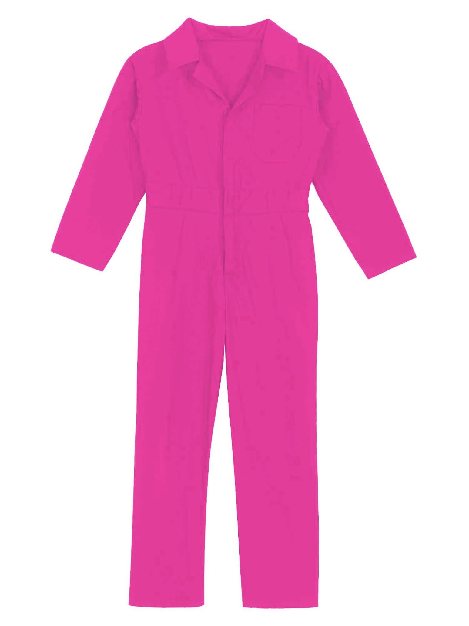 Shinsto Shinsto Kids Boys Girls Mechanic Costume Coverall Flight Suit Jumpsuit Dance Costume Halloween Cosplay Hot Pink 14 Years
