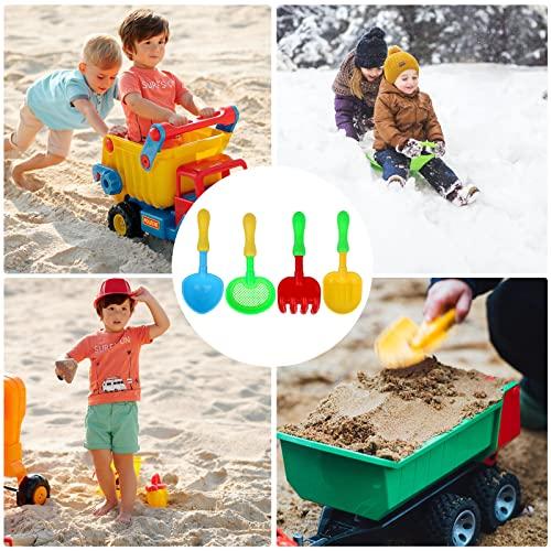 LUTER LUTER 4pcs Beach Shovels, Plastic Spade Shovel with Handle Kids Sand Shovel Set Toy Snow Shovel Toy Shovel Gardening Tool Kit for Kids Sand Snow (4 Designs)